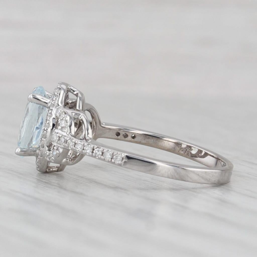 1,16ctw Aquamarin Diamant Halo Ring 14k Weißgold Größe 6,25 Engagement Stil für Damen oder Herren im Angebot