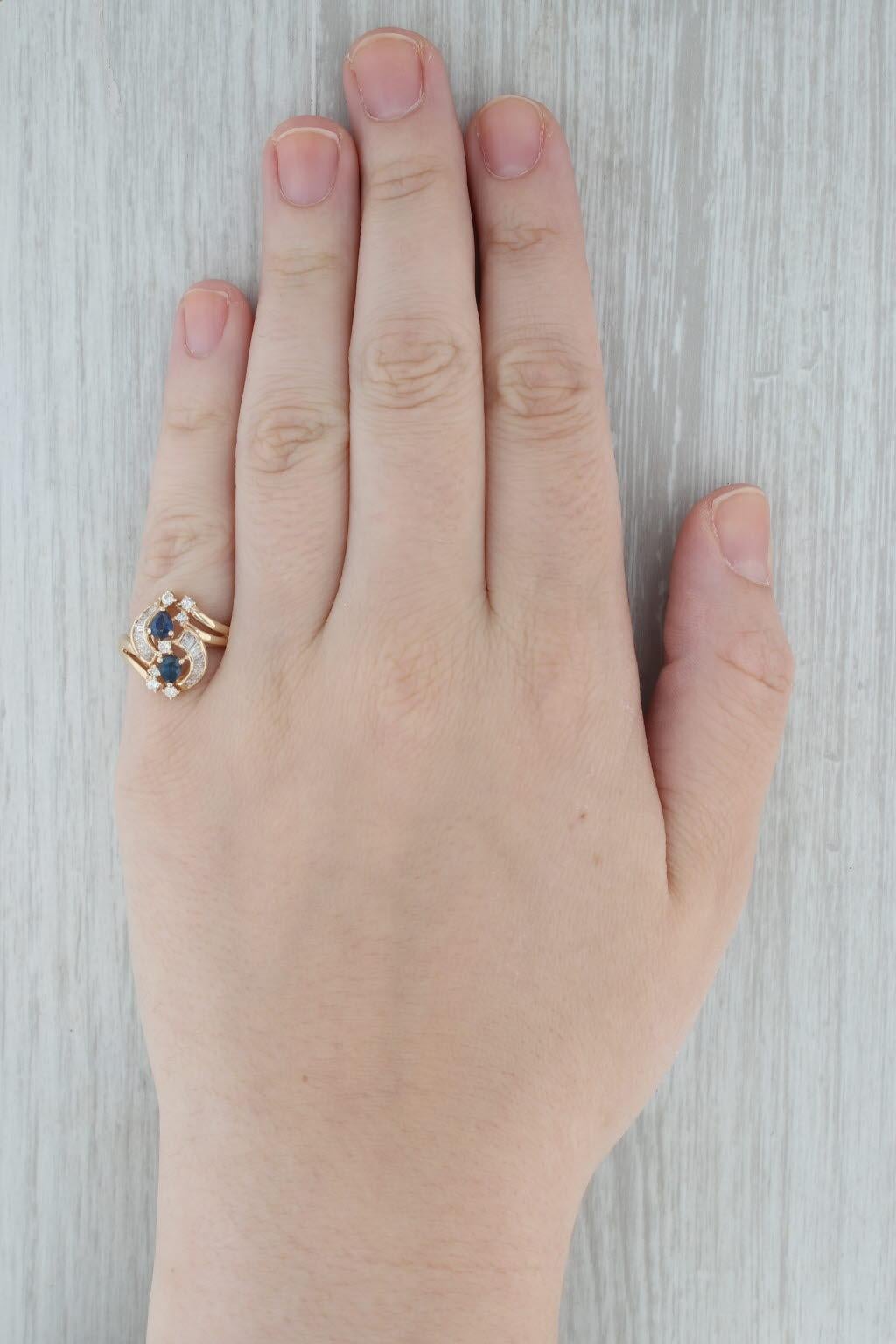 1,16 Karat Blauer Saphir Diamant-Ring 14k Gelbgold Größe 6,25 Cocktail Damen