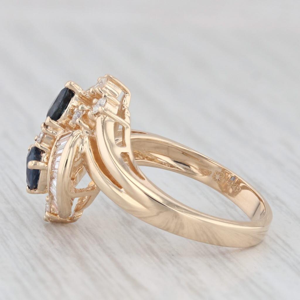 1,16 Karat Blauer Saphir Diamant-Ring 14k Gelbgold Größe 6,25 Cocktail 1