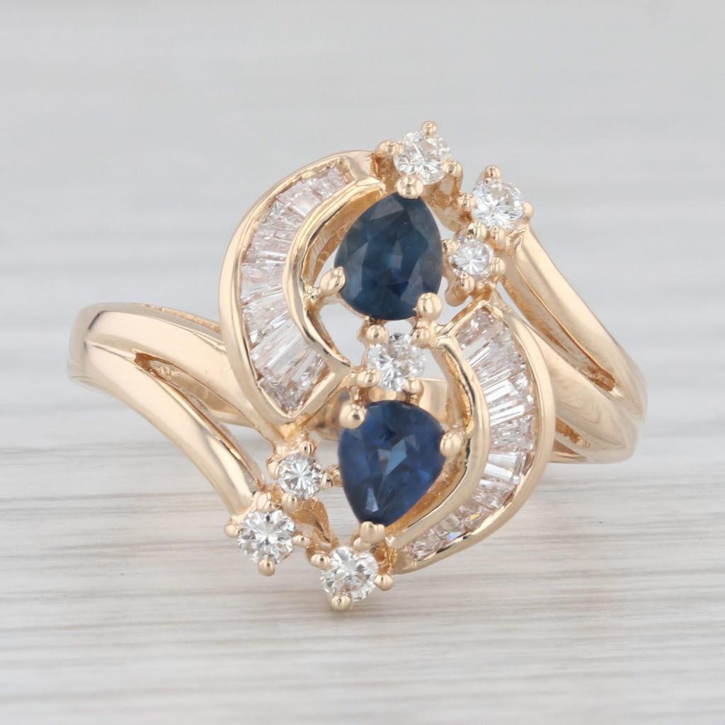 1,16 Karat Blauer Saphir Diamant-Ring 14k Gelbgold Größe 6,25 Cocktail 2