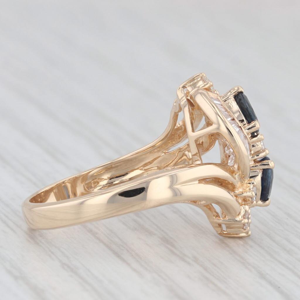 1,16 Karat Blauer Saphir Diamant-Ring 14k Gelbgold Größe 6,25 Cocktail 3