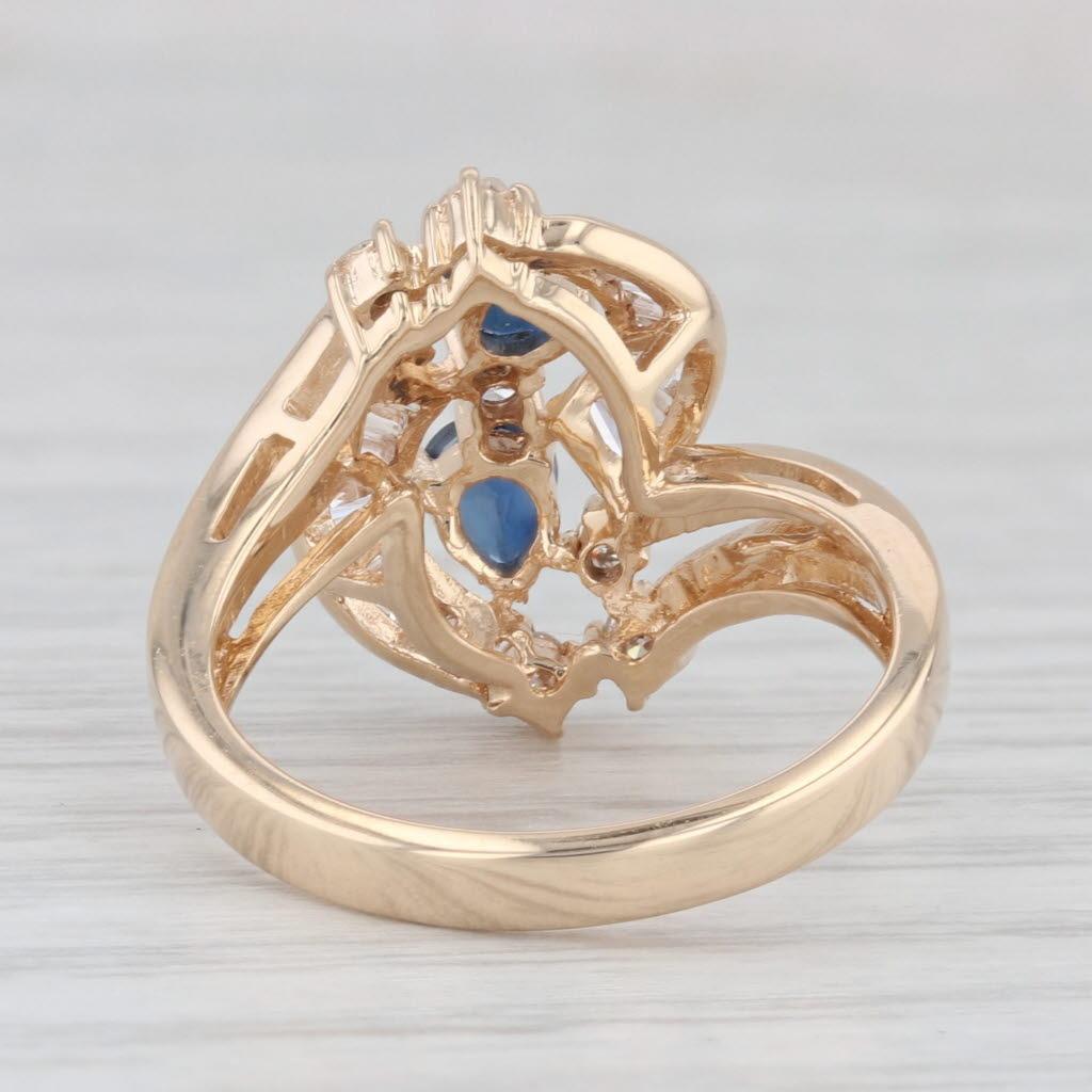 1,16 Karat Blauer Saphir Diamant-Ring 14k Gelbgold Größe 6,25 Cocktail 4