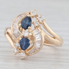 1,16 Karat Blauer Saphir Diamant-Ring 14k Gelbgold Größe 6,25 Cocktail