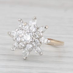 1.16ctw Diamond Cluster Flower Engagement Ring 14k Yellow Gold Size 6.25