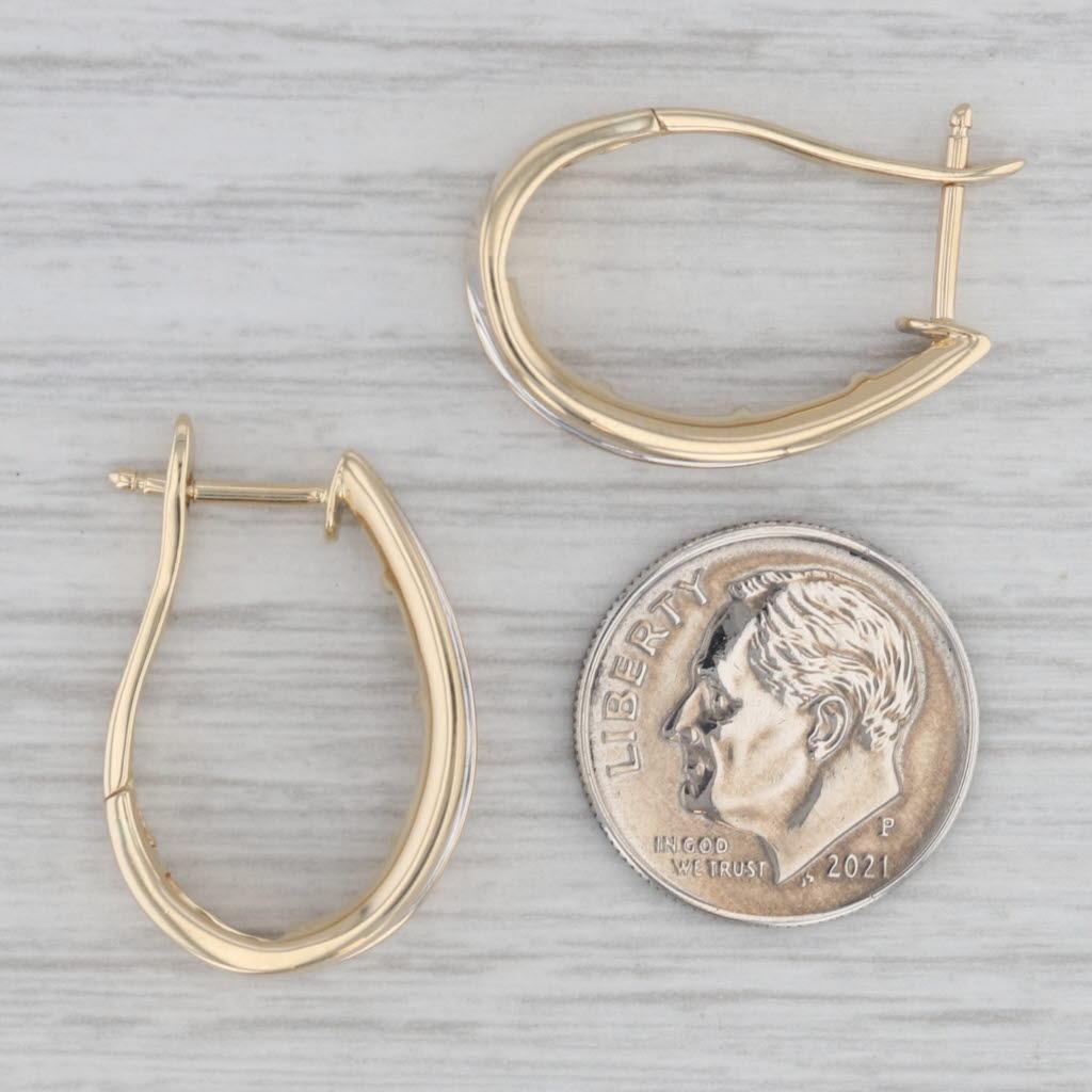 1.16ctw Diamond Journey Oval Hoop Earrings 14k Yellow Gold Snap Top Posts 1