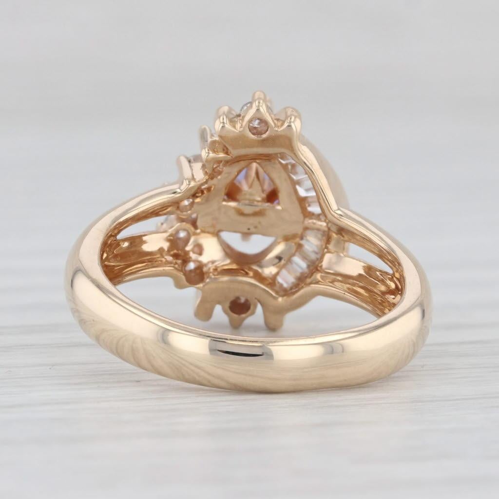 Pear Cut 1.16ctw Pear Tanzanite Diamond Halo Ring 14k Yellow Gold Size 6.75 Engagement
