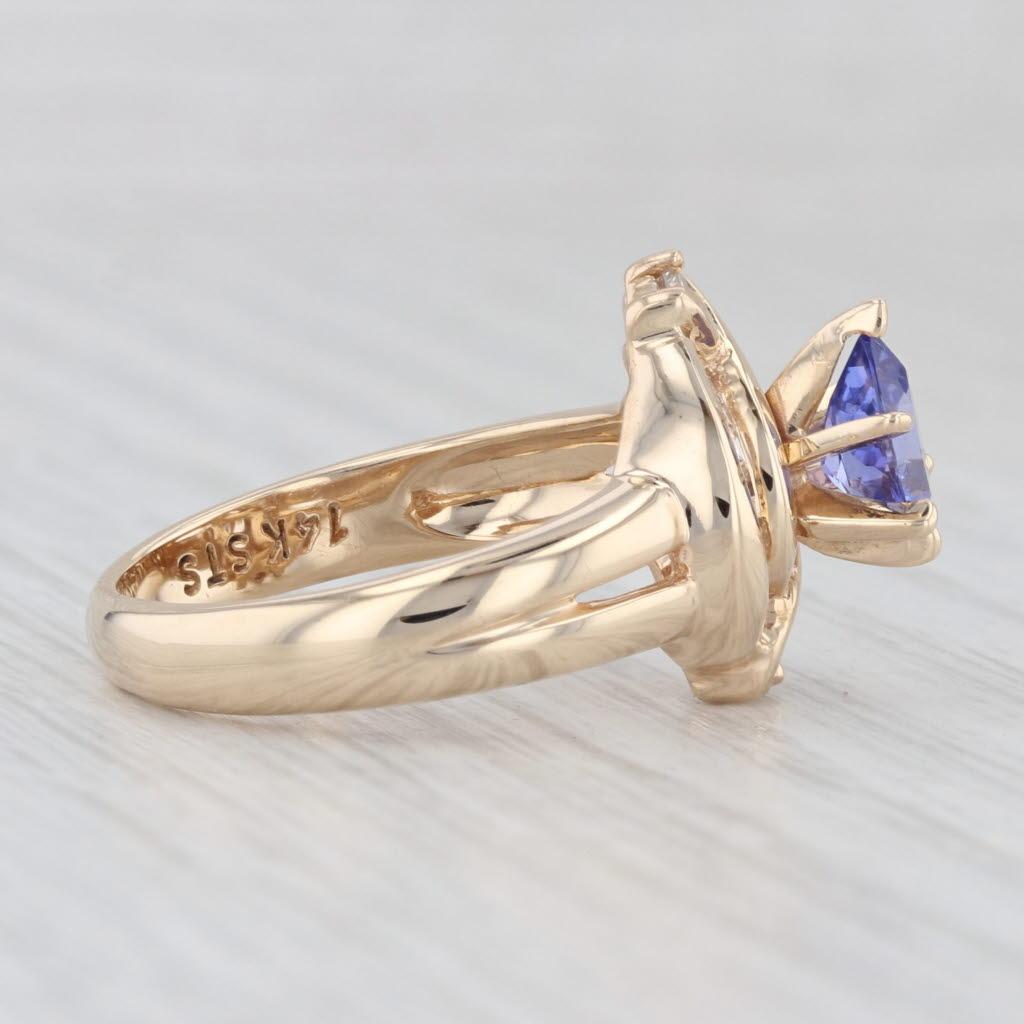 1.16ctw Pear Tanzanite Diamond Halo Ring 14k Yellow Gold Size 6.75 Engagement In Good Condition In McLeansville, NC