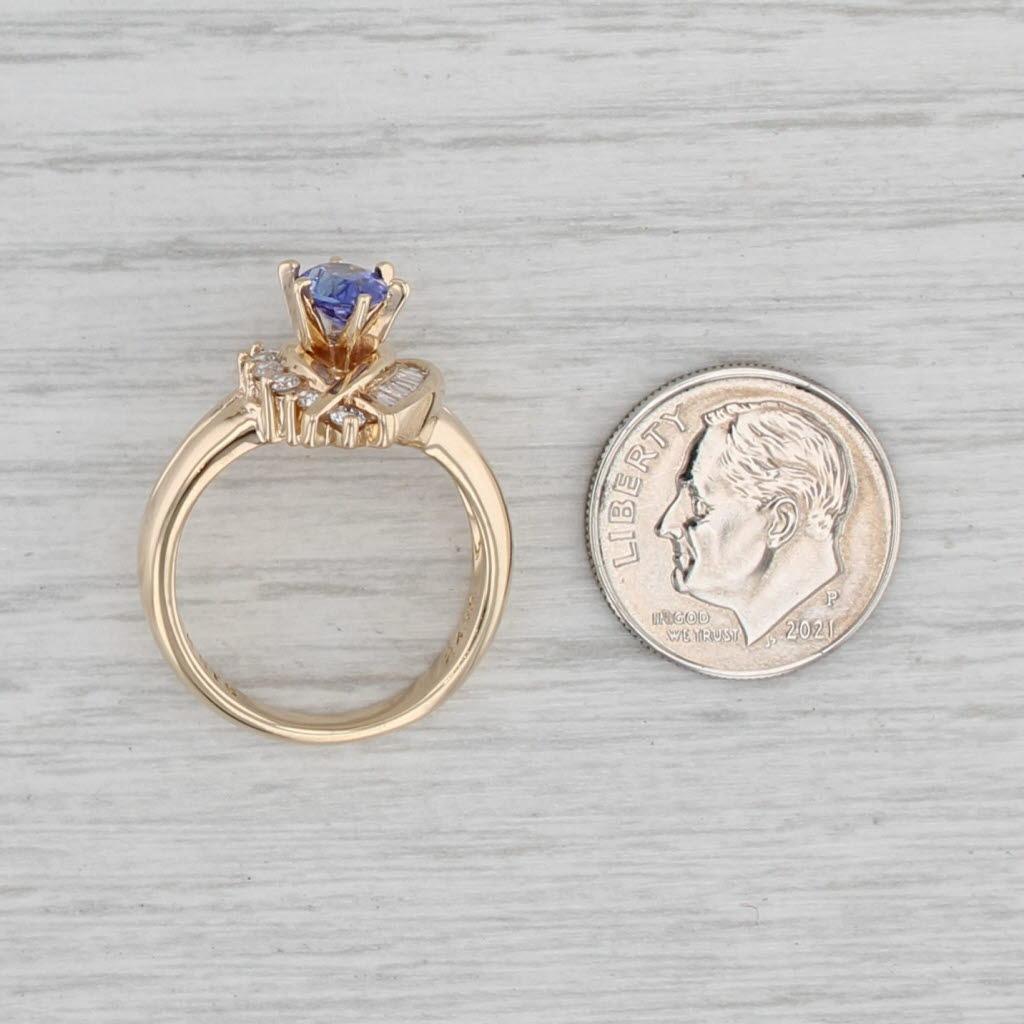 Women's 1.16ctw Pear Tanzanite Diamond Halo Ring 14k Yellow Gold Size 6.75 Engagement