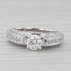 1.16ctw Round Diamond Engagement Ring 14k White Gold Size 5.75 Cathedral Band