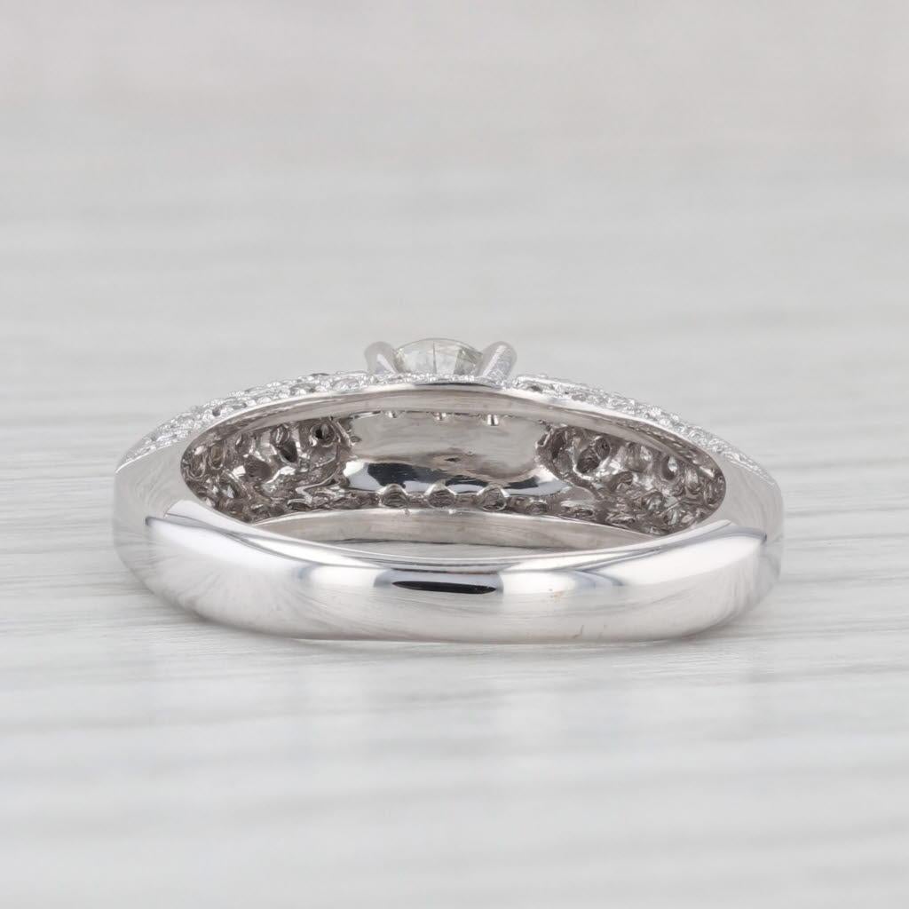 Anillo de compromiso con diamante redondo de 1,16 ctw Oro blanco de 14k Tamaño 5,75 Anillo catedral Corte redondo en venta