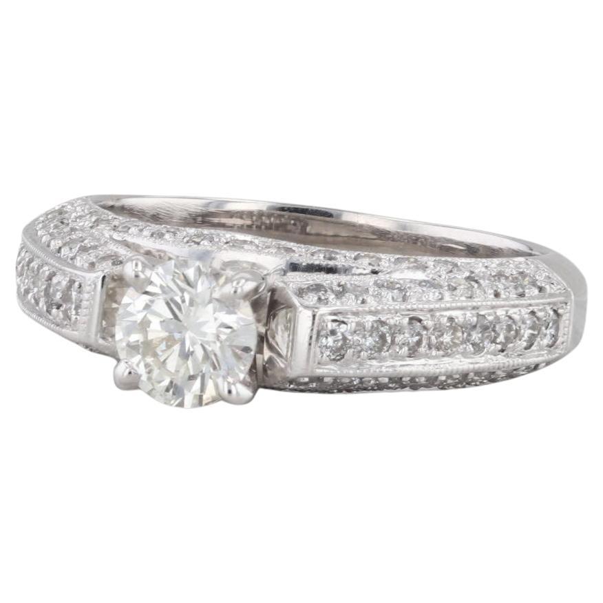 1.16ctw Round Diamond Engagement Ring 14k White Gold Size 5.75 Cathedral Band