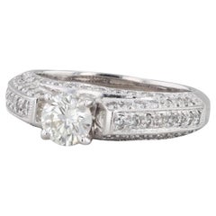 1.16ctw Round Diamond Engagement Ring 14k White Gold Size 5.75 Cathedral Band