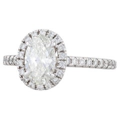 1.16ctw VS1 GIA Oval Diamond Halo Engagement Ring 14k White Gold Size 6