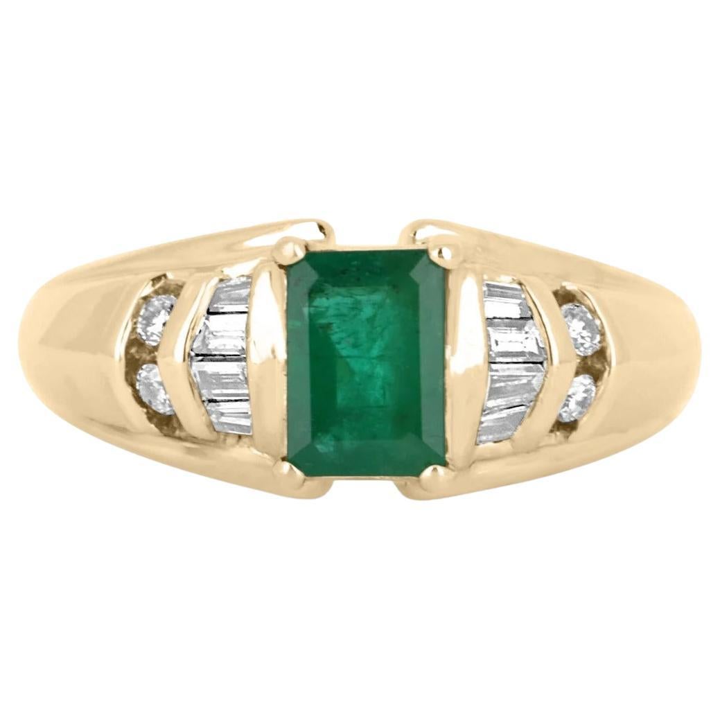 1.16tcw 14K Natural Colombian Emerald & Diamond Statement Ring For Sale
