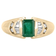 1.16tcw 14K Natürlicher kolumbianischer Smaragd & Diamant Statement-Ring
