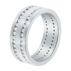1.17 Carat 18K White Gold Unisex Round Brilliant Diamond Eternity Ring
