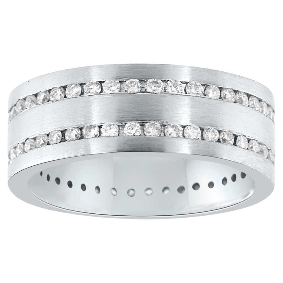 1.17 Carat 18K White Gold Unisex Round Brilliant Diamond Eternity Ring