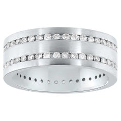 1.17 Carat 18K White Gold Unisex Round Brilliant Diamond Eternity Ring