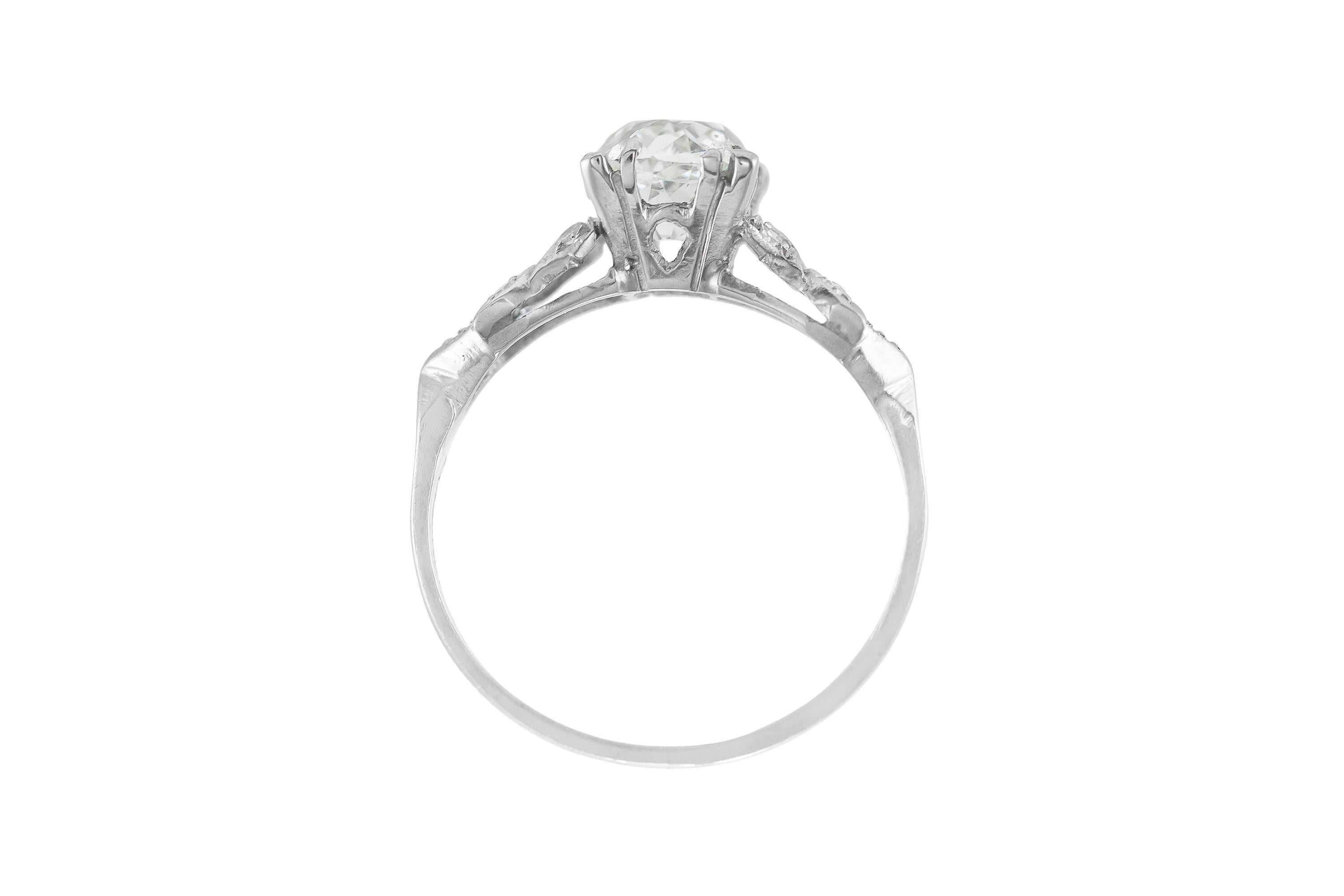 Old European Cut 1.17 Carat Art Deco Diamond Ring For Sale