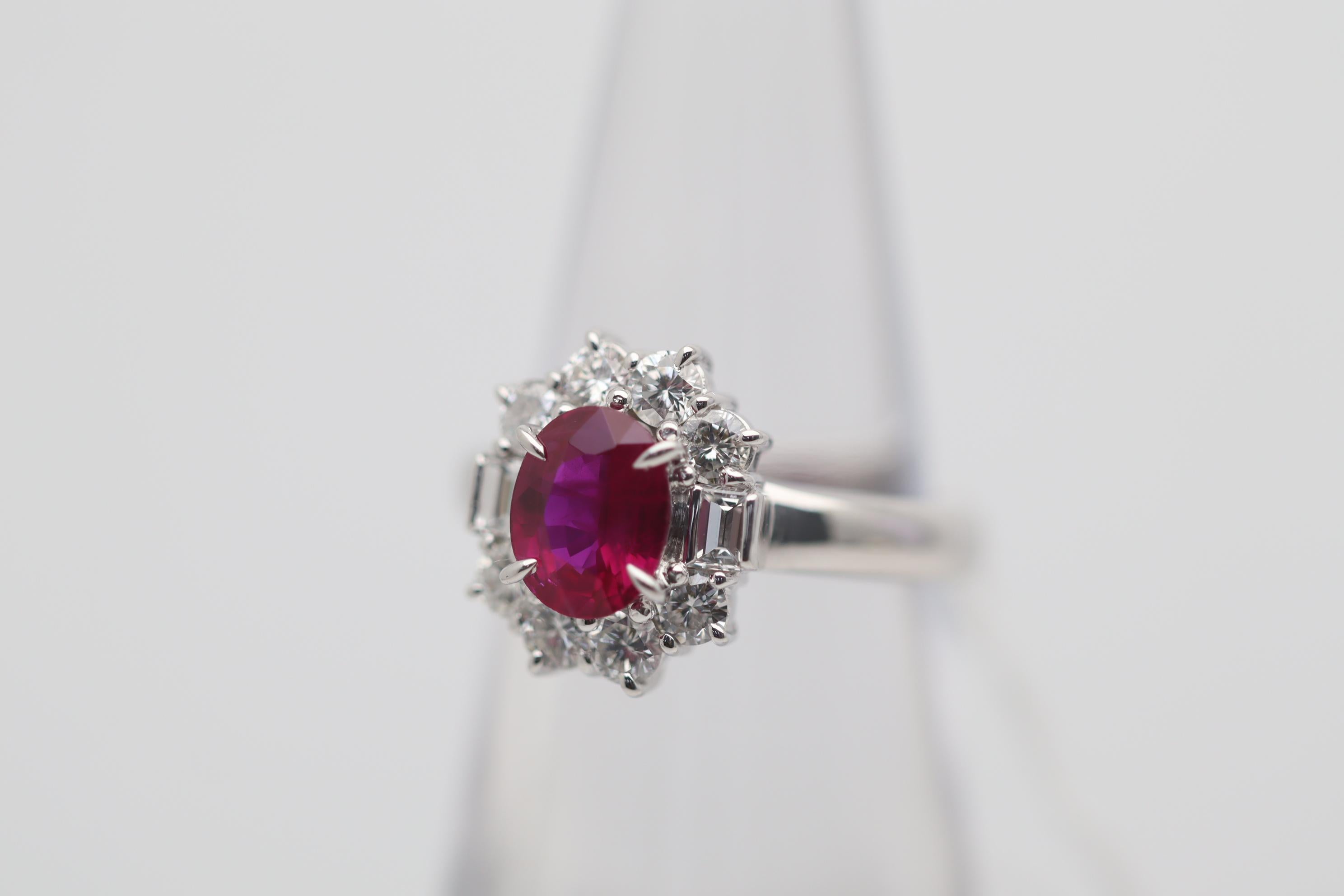1.17 Carat Burmese Ruby Diamond Platinum Ring, GIA Certified In New Condition For Sale In Beverly Hills, CA