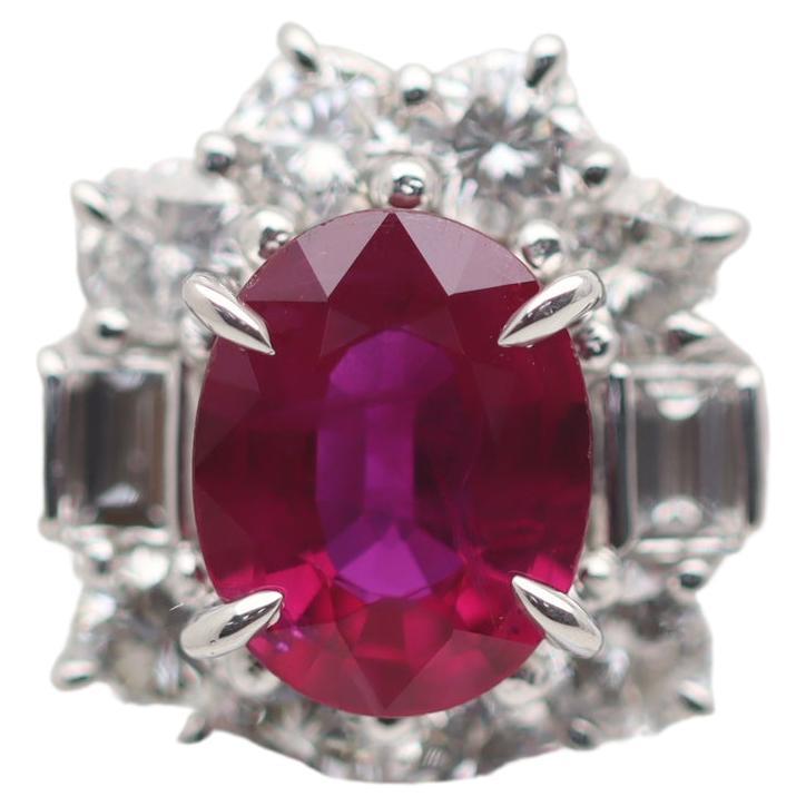 1.17 Carat Burmese Ruby Diamond Platinum Ring, GIA Certified For Sale