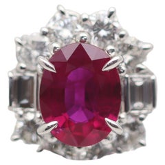 Bague en platine avec rubis de Birmanie de 1,17 carat et diamants, certifiée GIA