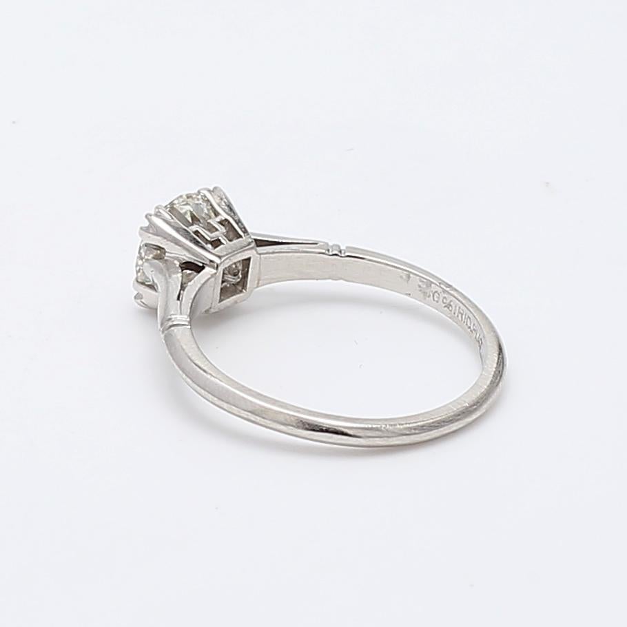 1.17 Carat Circular Brilliant Cut J VS2 Diamond Platinum Engagement Ring For Sale 2