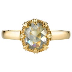 1.17 Carat Cushion Shaped Rose Cut Diamond Set in an 18k Karat Gold Mounting