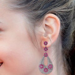 11.7 Carat Diamond and Ruby Drop Earrings