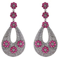 11.7 Carat Diamond and Ruby Drop Earrings