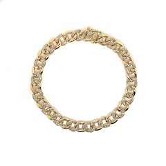 1.17 Carat Diamond Cuban Link Bracelet 18k Yellow Gold