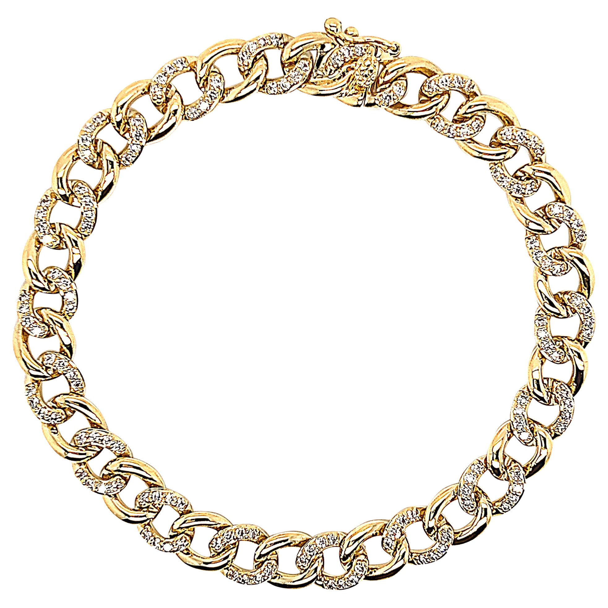 Bracelet à maillons cubains en or jaune 18 carats avec diamants de 1,17 carat