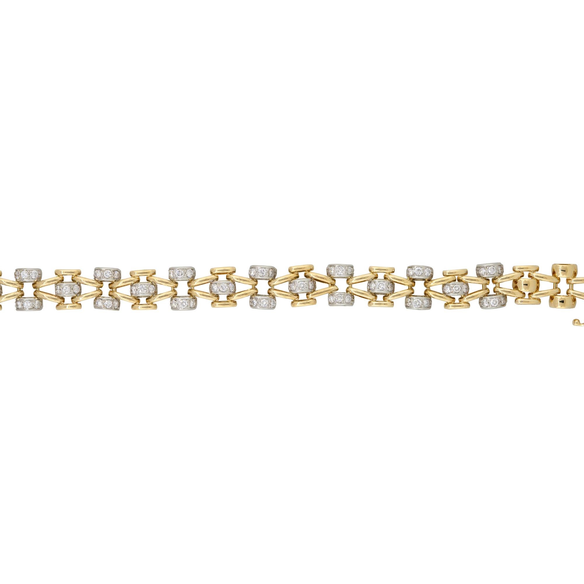 Moderne Bracelet à maillons ouverts en or 18 carats serti de diamants de 1,17 carat en vente