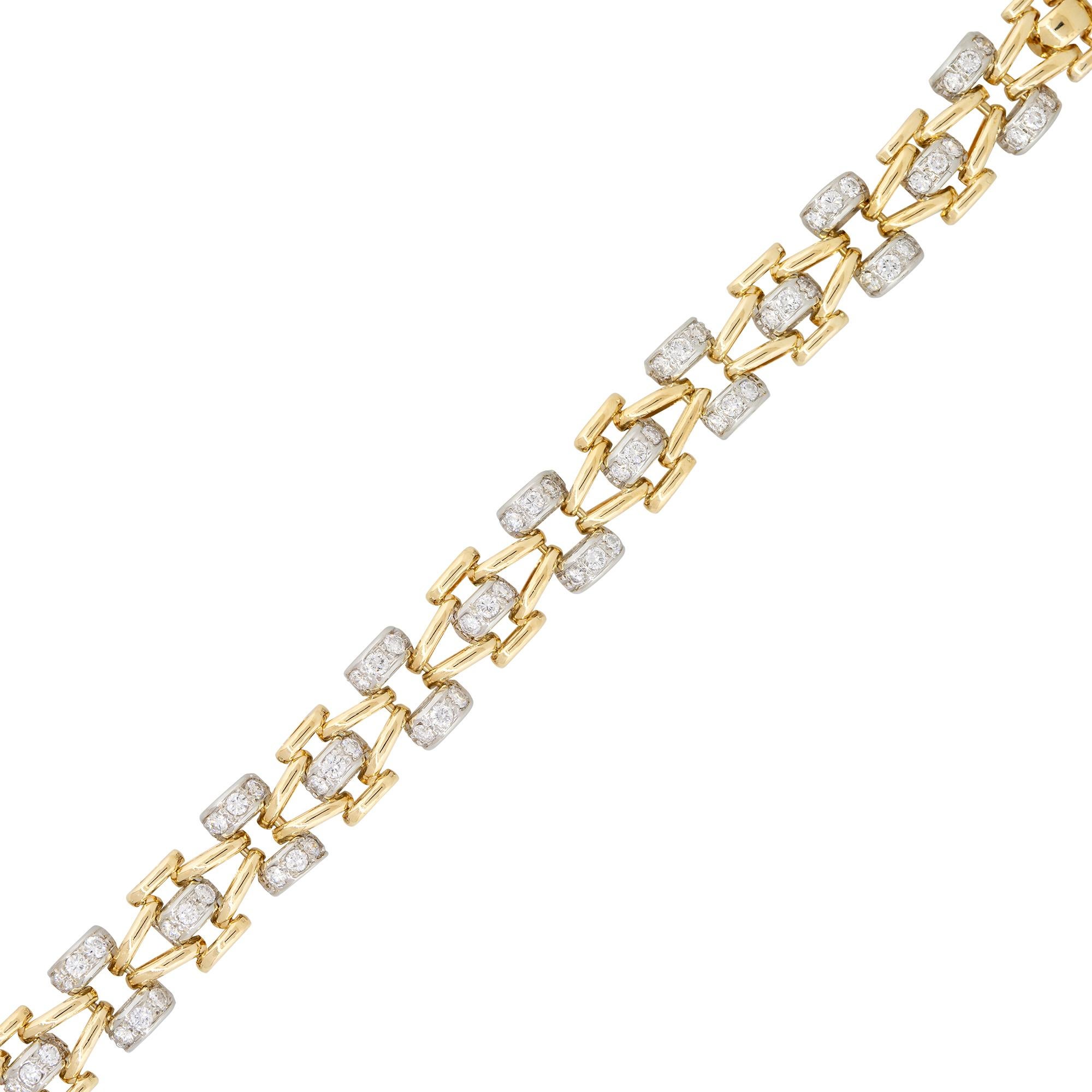 1.17 Carat Diamond Set Open Link Bracelet 18 Karat In Stock In Excellent Condition For Sale In Boca Raton, FL