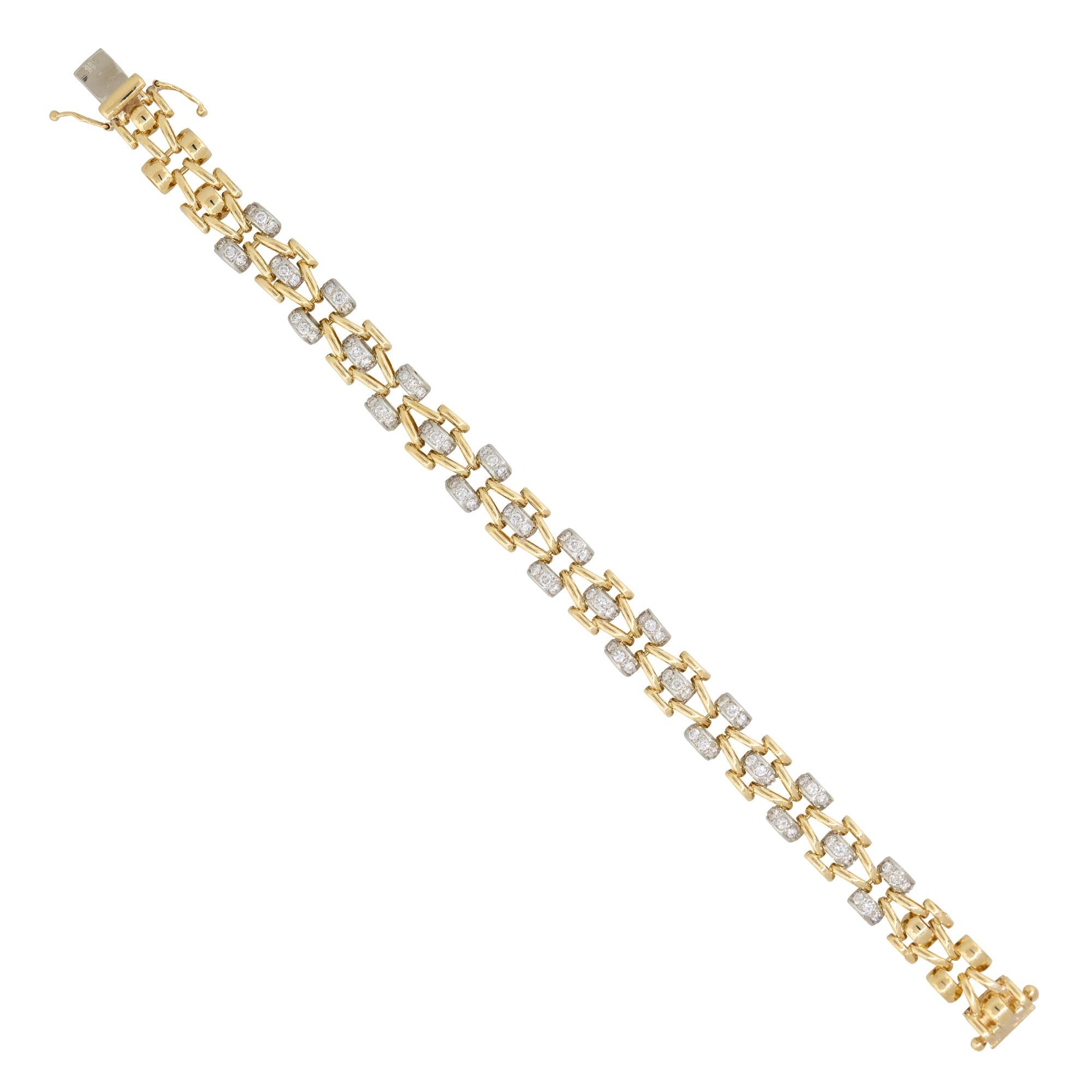 Bracelet à maillons ouverts en or 18 carats serti de diamants de 1,17 carat Pour femmes en vente