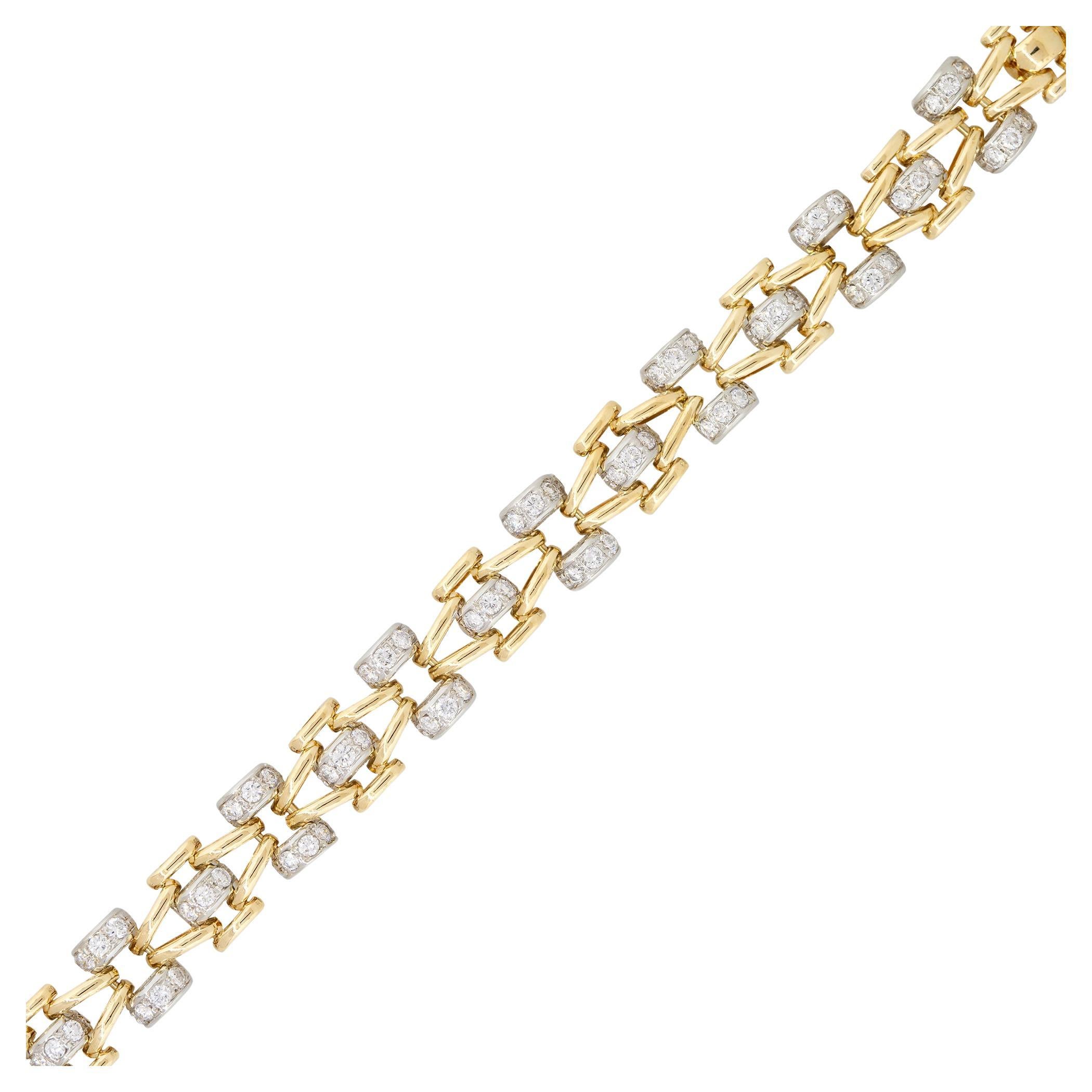 Bracelet à maillons ouverts en or 18 carats serti de diamants de 1,17 carat en vente