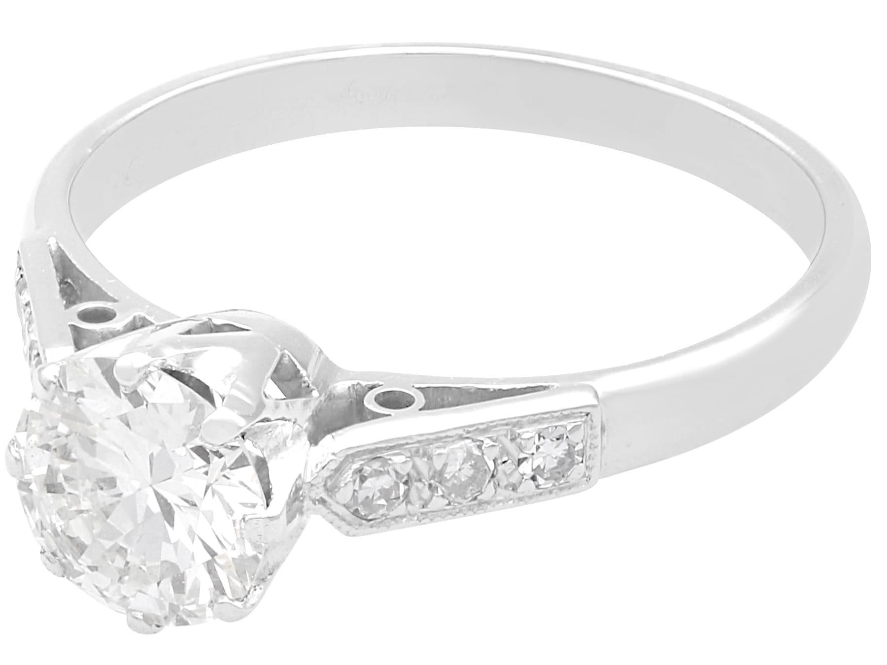 Round Cut 1.17 Carat Diamond Solitaire Engagement Ring in 18k White Gold For Sale