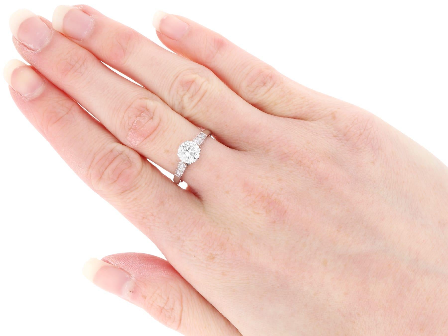 1.17 Carat Diamond Solitaire Engagement Ring in 18k White Gold For Sale 1