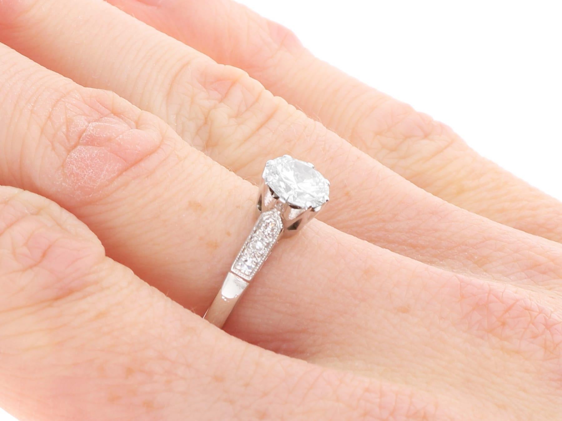 1.17 Carat Diamond Solitaire Engagement Ring in 18k White Gold For Sale 2