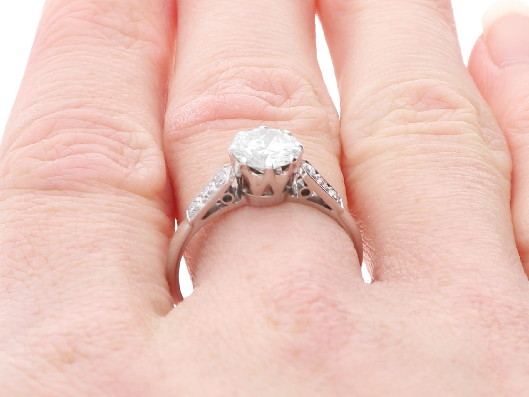 1.17 Carat Diamond Solitaire Engagement Ring in 18k White Gold For Sale 3