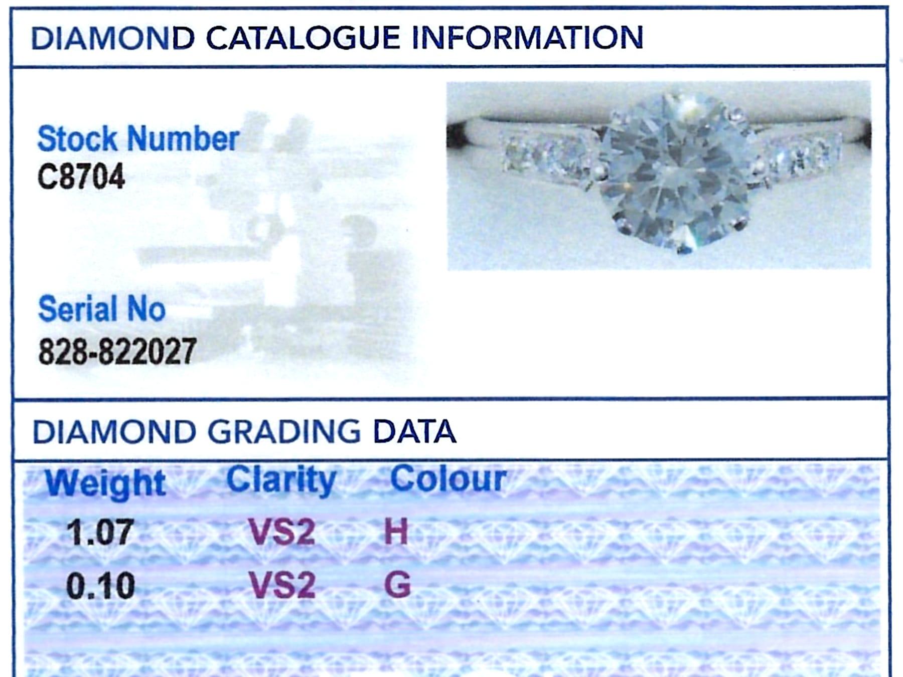 1.17 Carat Diamond Solitaire Engagement Ring in 18k White Gold For Sale 4