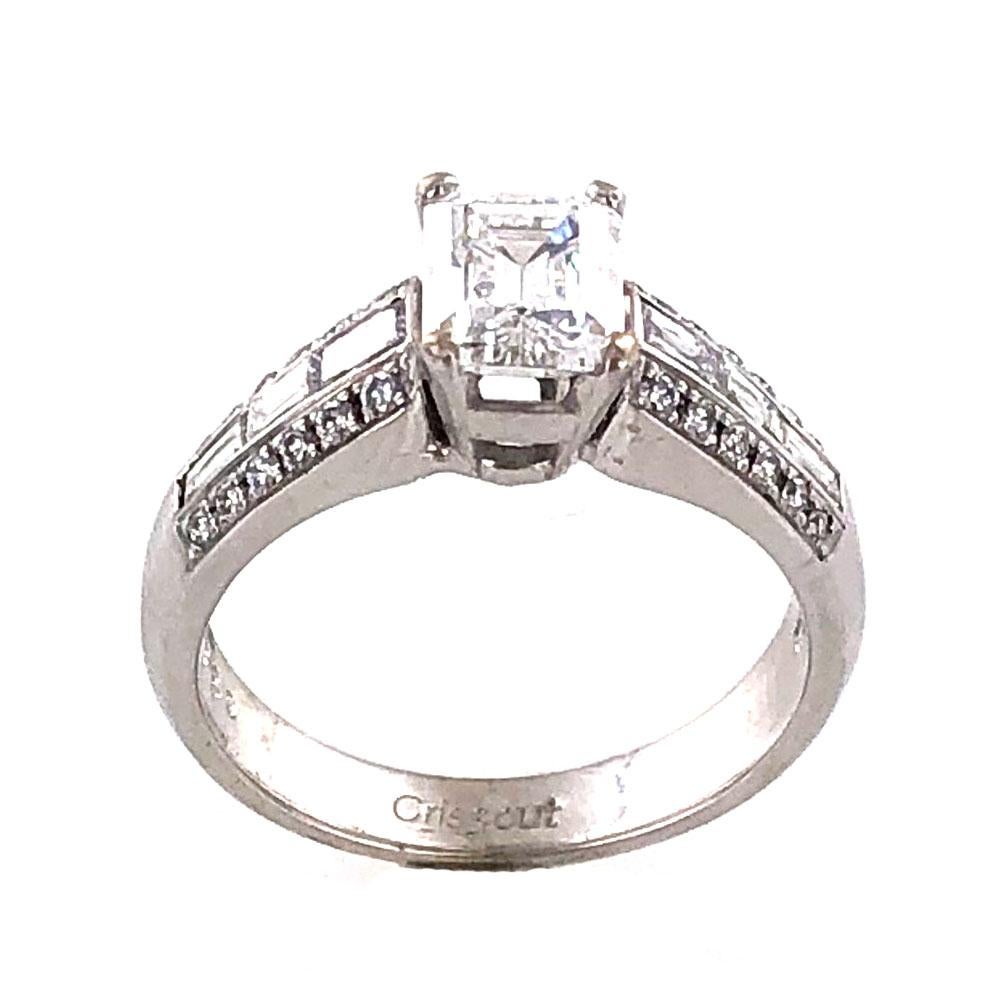 1.17 Carat Emerald Cut Diamond 18 Karat White Gold Engagement Ring D/SI1 1