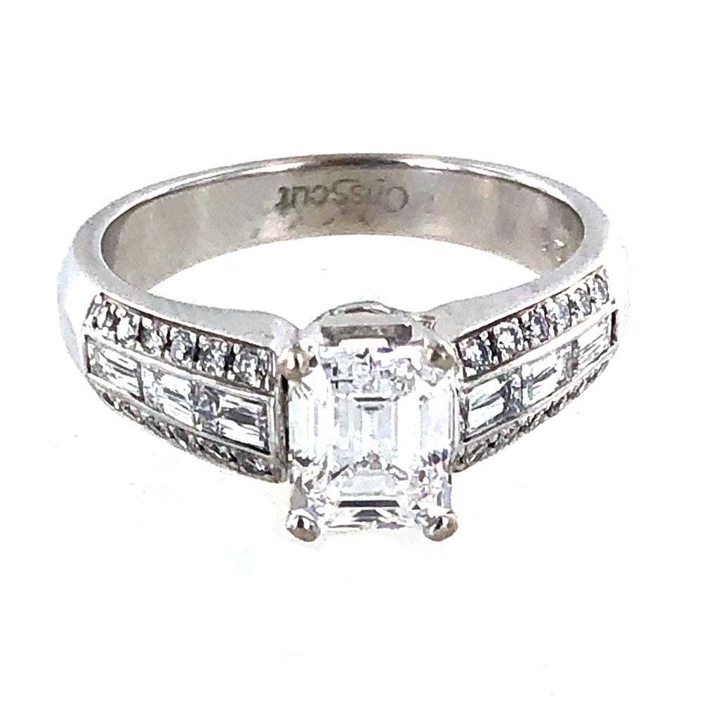 1.17 Carat Emerald Cut Diamond 18 Karat White Gold Engagement Ring D/SI1 2