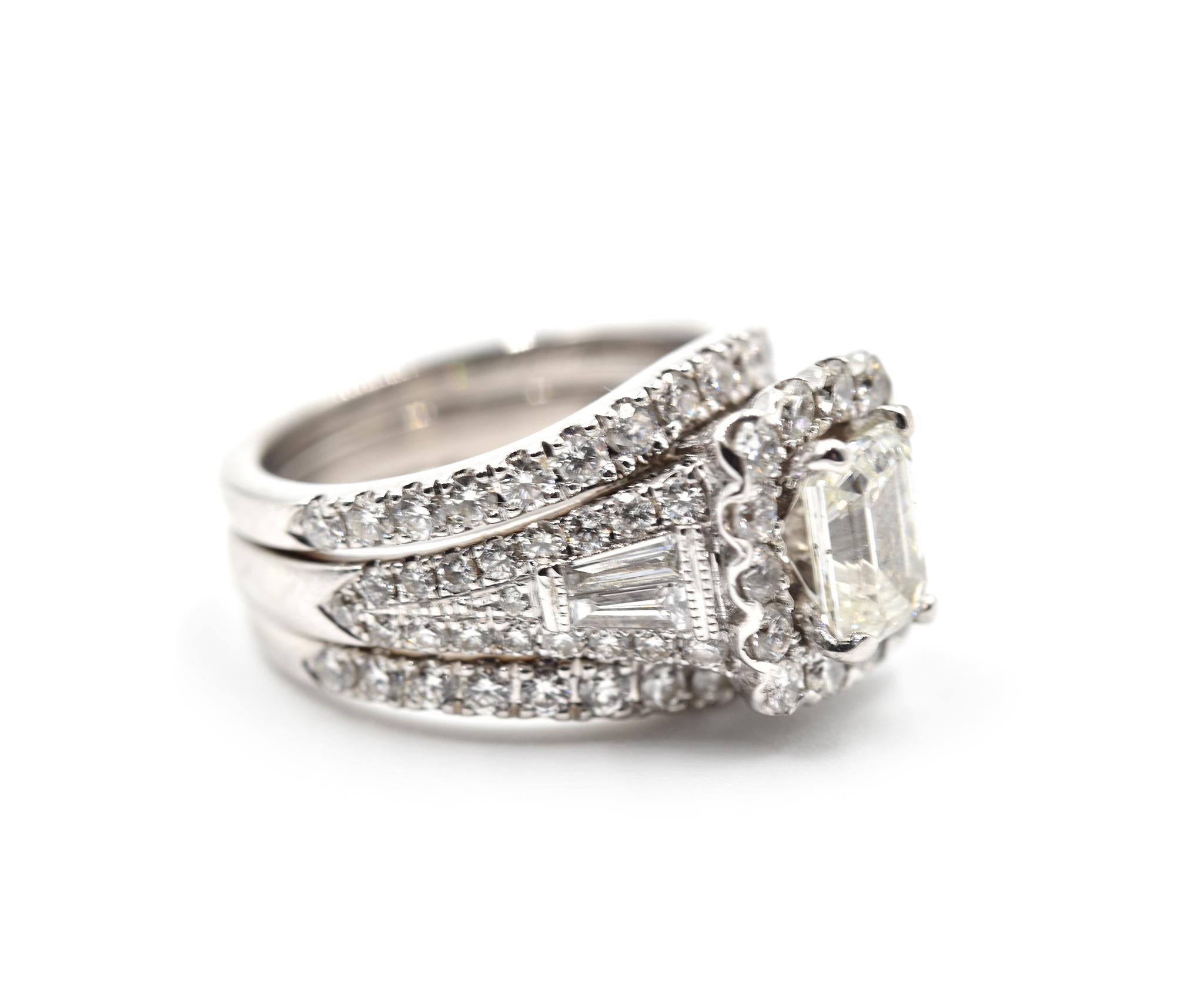1.17 Carat Emerald Cut Diamond Engagement Ring 14 Karat White Gold In Excellent Condition In Scottsdale, AZ
