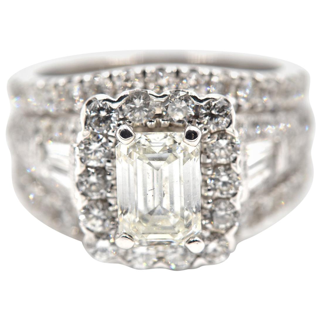 1.17 Carat Emerald Cut Diamond Engagement Ring 14 Karat White Gold