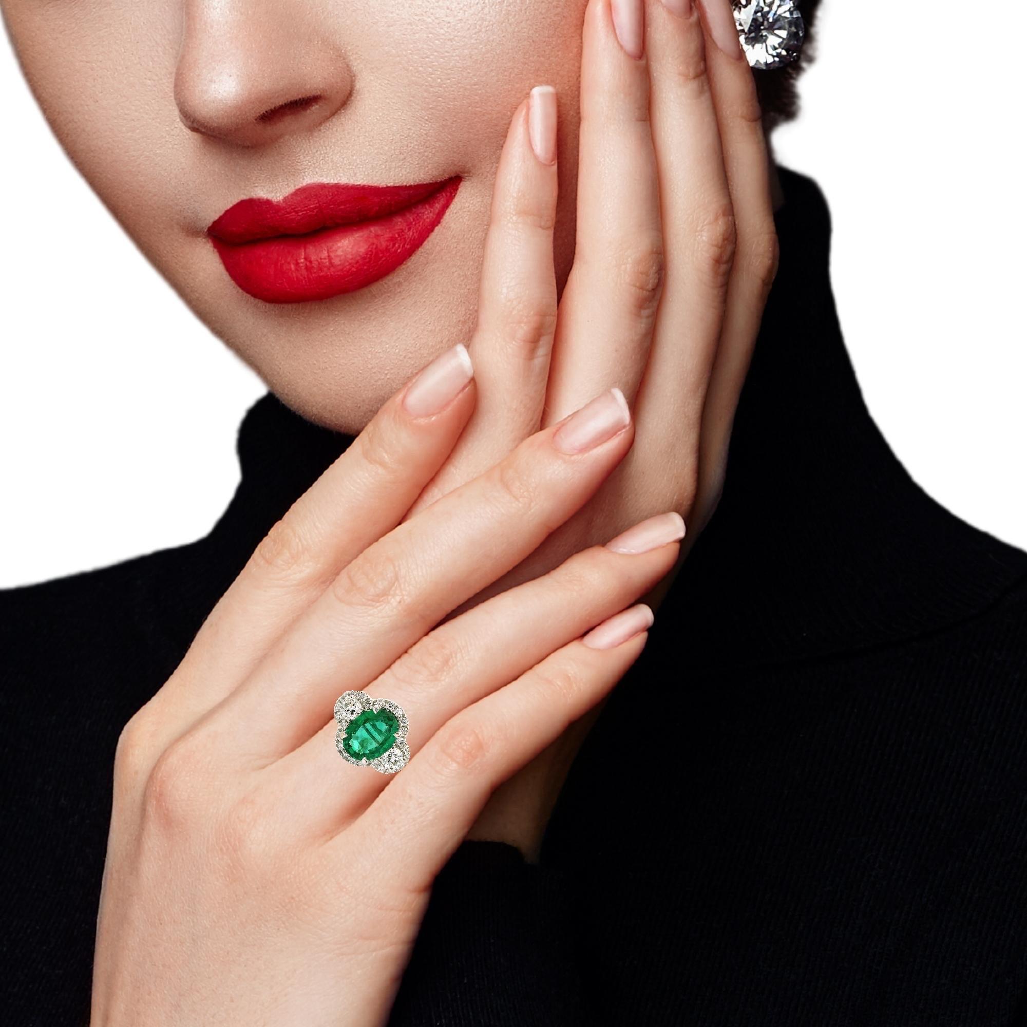 1,17 Karat Smaragd-Diamantring für Damen oder Herren im Angebot