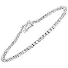 1.17 Carat Genuine White Diamond 14 Karat White Gold Tennis Bracelet