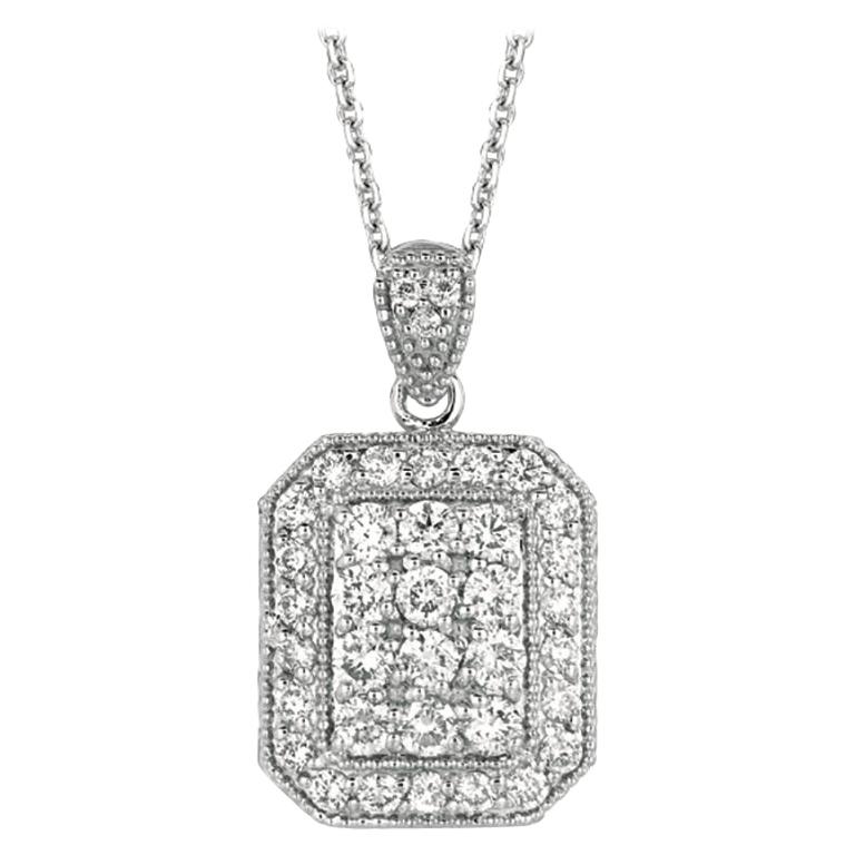 1.17 Carat Natural Diamond Fashion Necklace 14 Karat White Gold G SI Chain For Sale