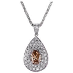 1.17 Carat Natural Fancy Brown Diamond and White Diamond Classic Necklace