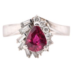 1.17 Carat Natural Ruby and Diamond Antique-Ring Set in Platinum 1.17 Carat Natural Ruby and Diamond Antique-Ring Set in Platinum